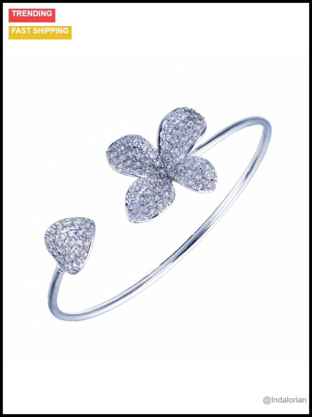 14K Gold Butterfly Moissanite Bangle Bracelet